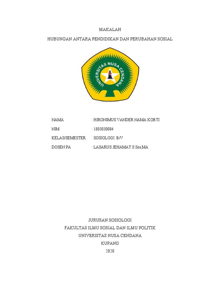 Makalah Pendidikan Dan Perubahan Sosial