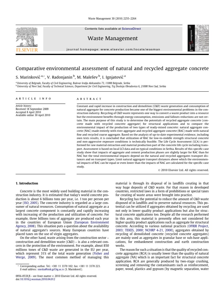 Environmental Impact of Aggregate Concrete | PDF | Life Cycle ...