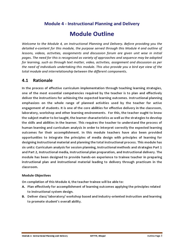 Module 4: Instructional Planning Guide | PDF | Curriculum | Educational ...