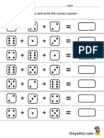 Add Dice and Write Down The Number 3 Dice Free Printable Worksheet PDF