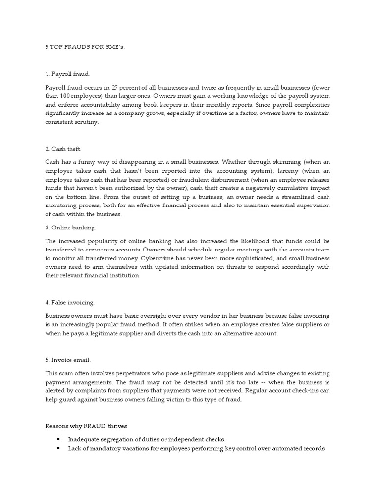 Top 5 Frauds Impacting Small Businesses | PDF | Fraud | Payroll