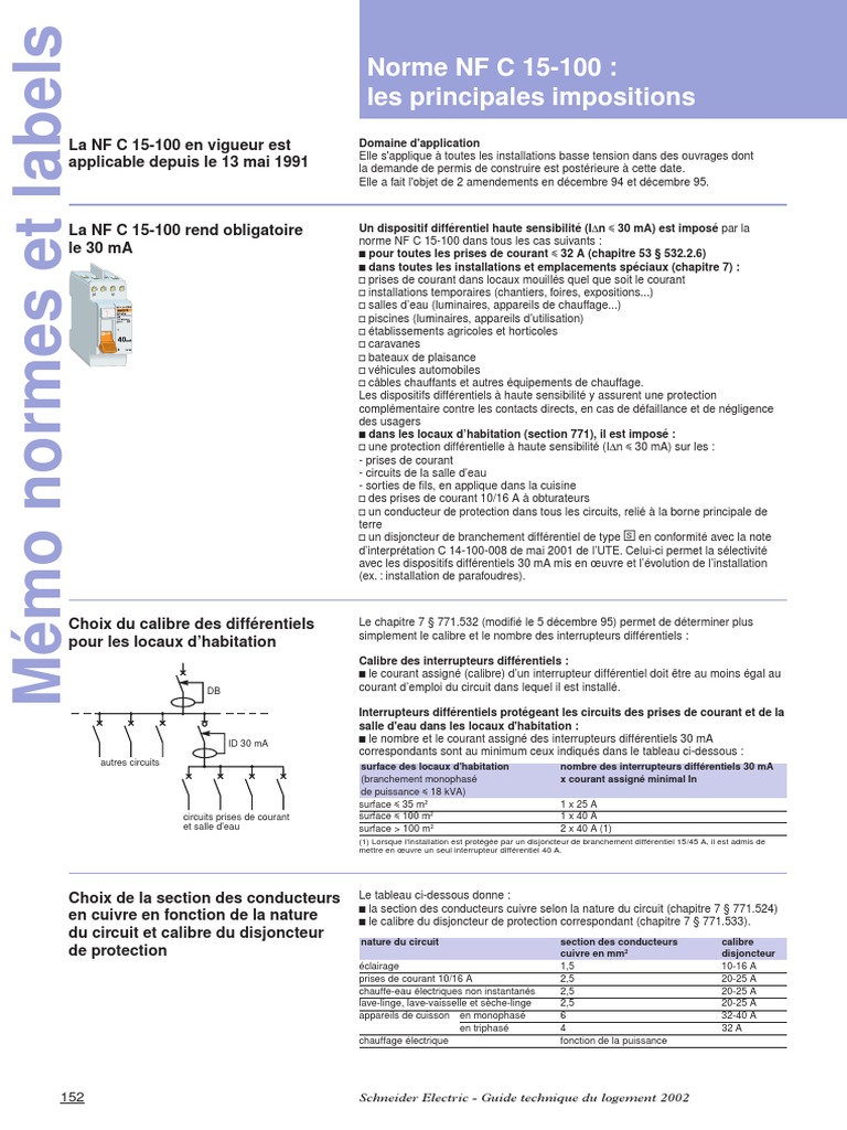 Norme Nf C 15 100 Pdf Gratuite Norme NFC15.100 PDF | PDF | Ingénierie de l'énergie électrique | Machine