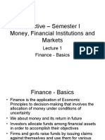 Elective - Semester I Money, Financial Institutions and Markets