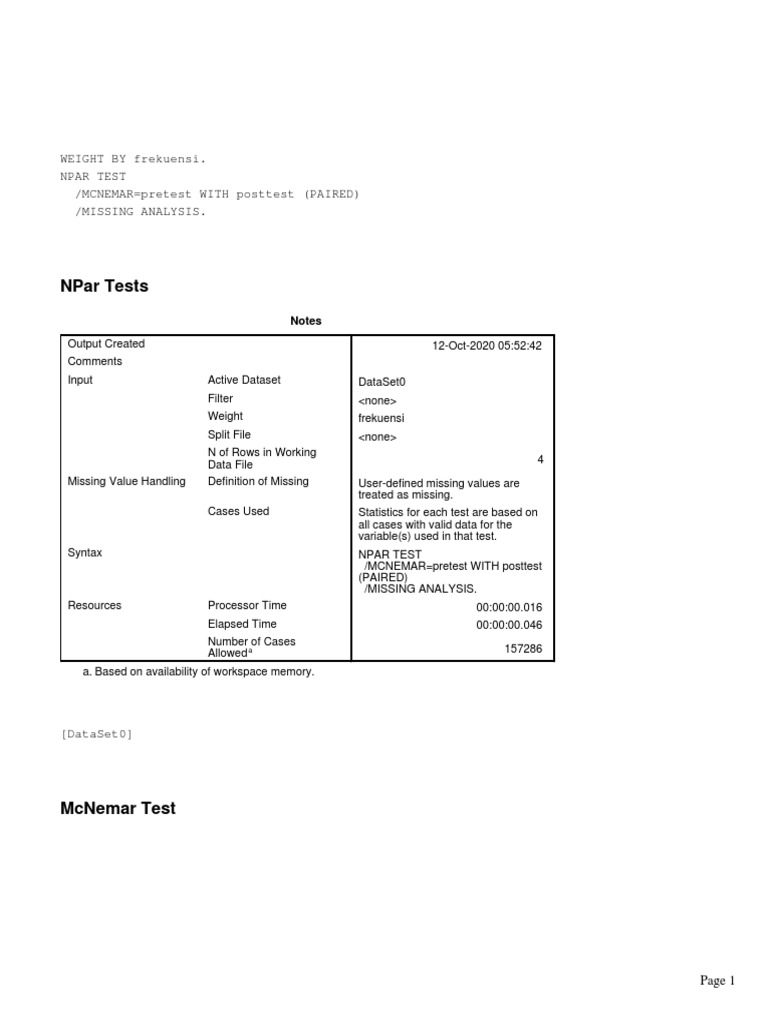 McNemar Test Analysis Results | PDF