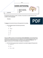 Chapter 9: Polynomials and Factoring: Key Vocabulary