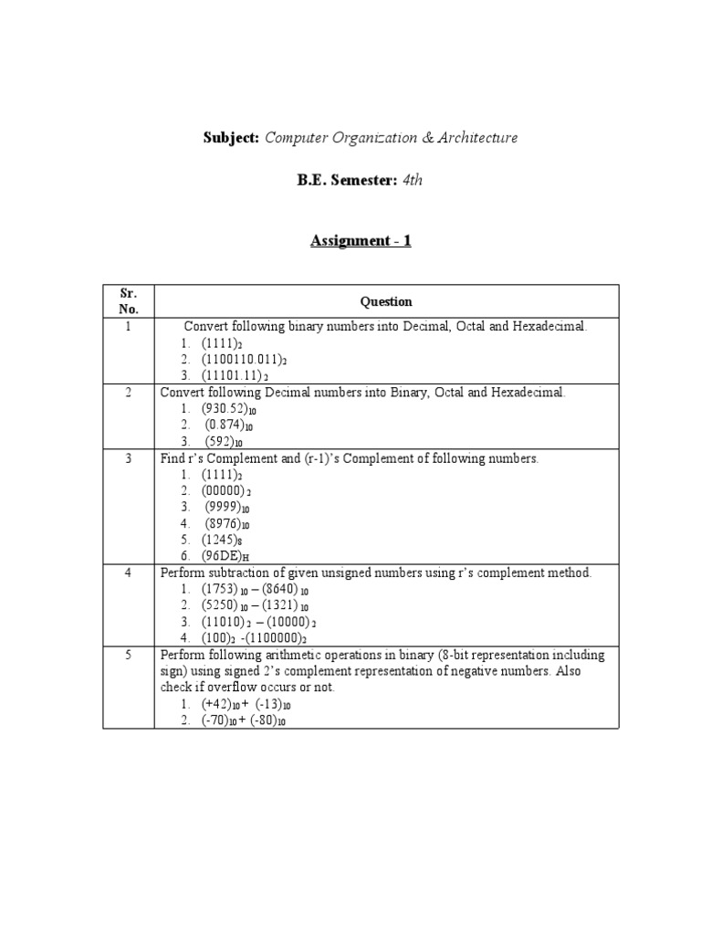 Computer Organization Assignment 4th Sem | PDF