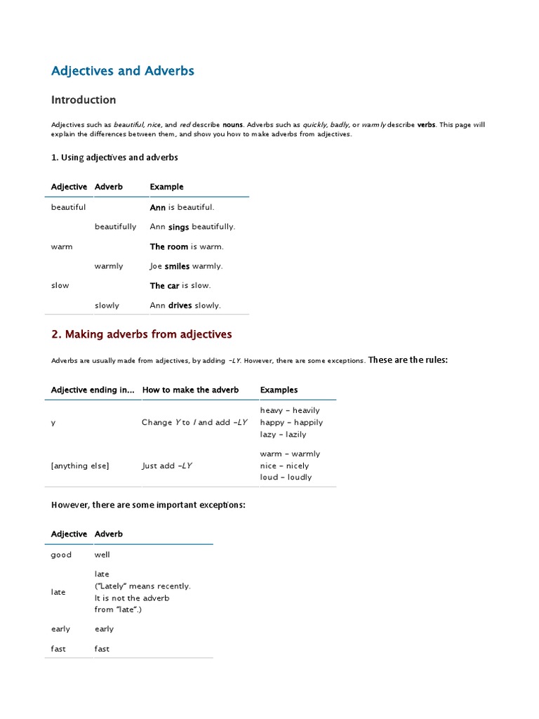 Adjectives and Adverbs | PDF