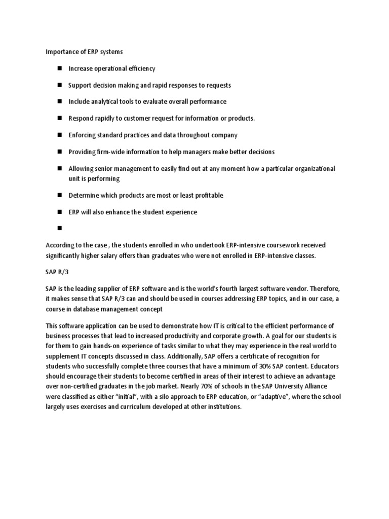 Importance of ERP Systems | PDF