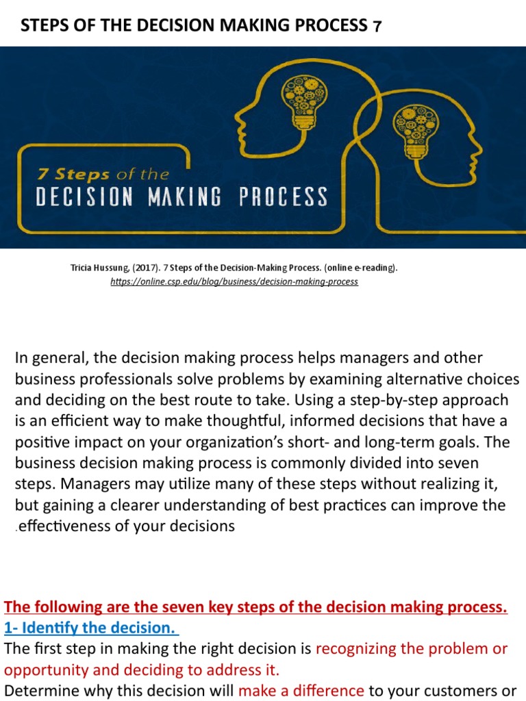 7 Steps of Decision Making Process | PDF