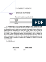 Ijoda Transport Cooperative Certificate of Ownership: Anert S. Bangsael Edmond S. Losnong