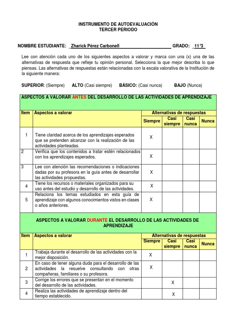 Asistencia Autoevaluación | PDF | Aprendizaje | Cognición