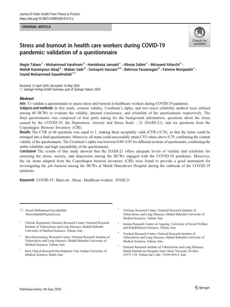 Stress and Burnout in Health Care Workers During COVID-19 Pandemic ...
