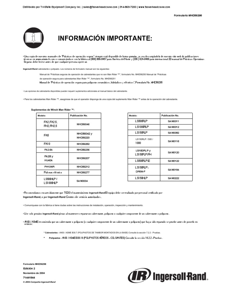 Ingersoll Rand Hercu Link Air Chain Hoist Manual En.es Descargar