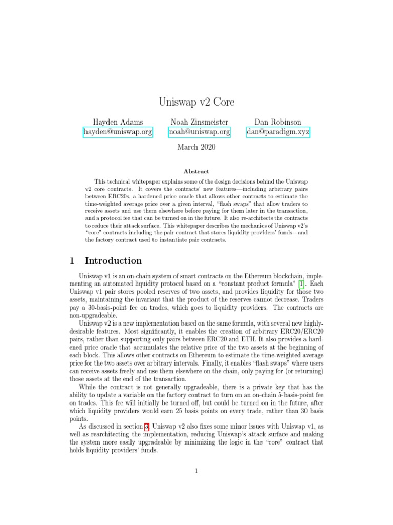 Uniswap V2 Core Contracts Overview | PDF | Market Liquidity | Bit