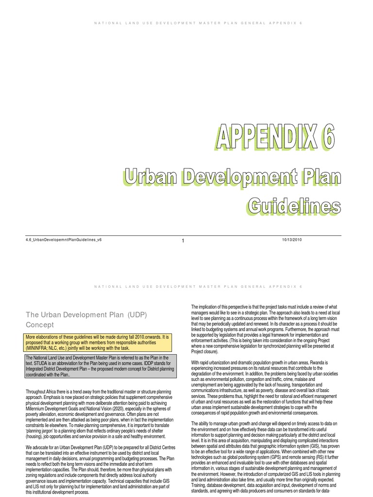 National Land Use Development Master Plan General Appendix 6 | PDF ...