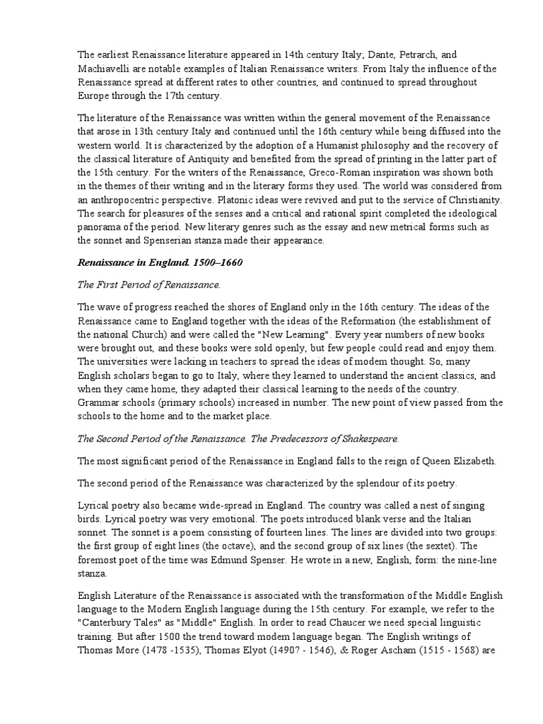 Literary Renaissance (Shakespeare) | PDF | William Shakespeare ...
