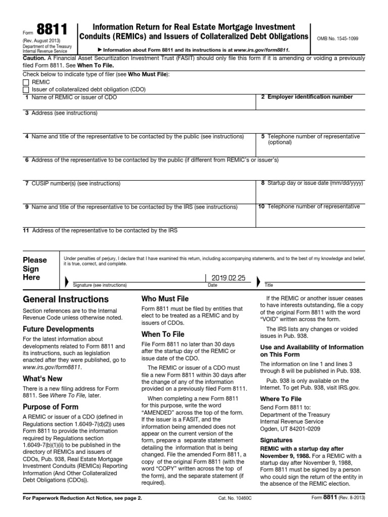 Information Return For Real Estate Mortgage Investment Conduits (Remics