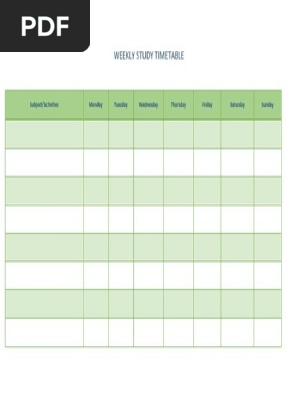Weekly Study Timetable