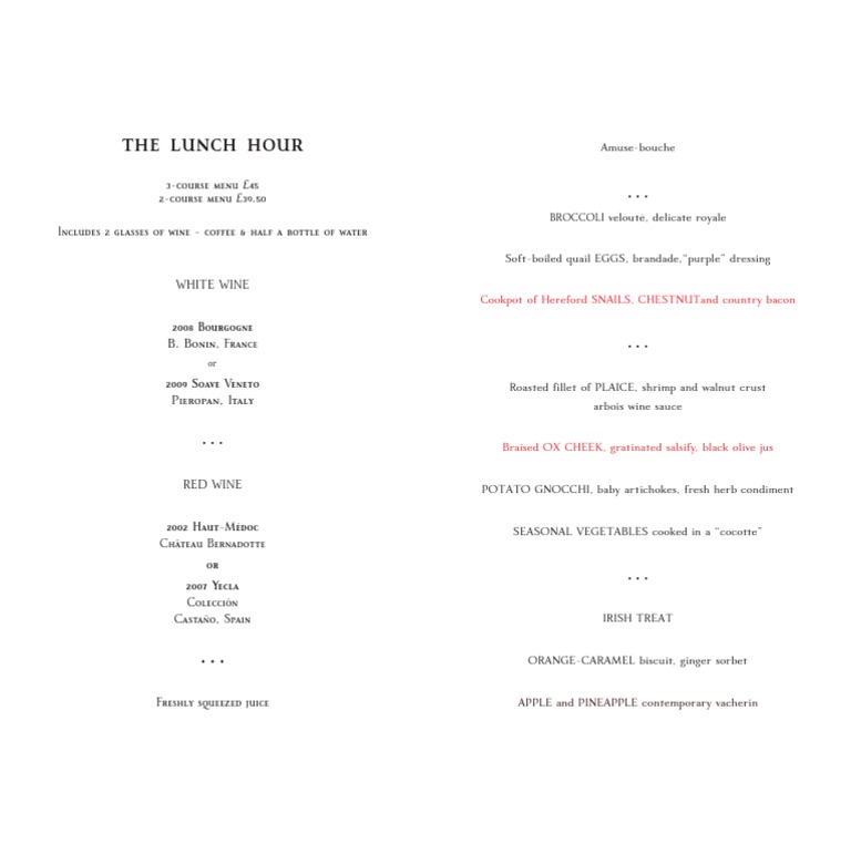 Lunch Hour 3-Course Menu Details | PDF