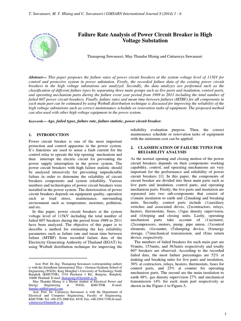 Failure Rate Analysis of Power Circuit Breaker in High Voltage