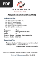 Assignment On Report Writing: Submitted by