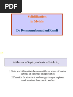 Solidification in Metals: DR Rosmamuhamadani Ramli