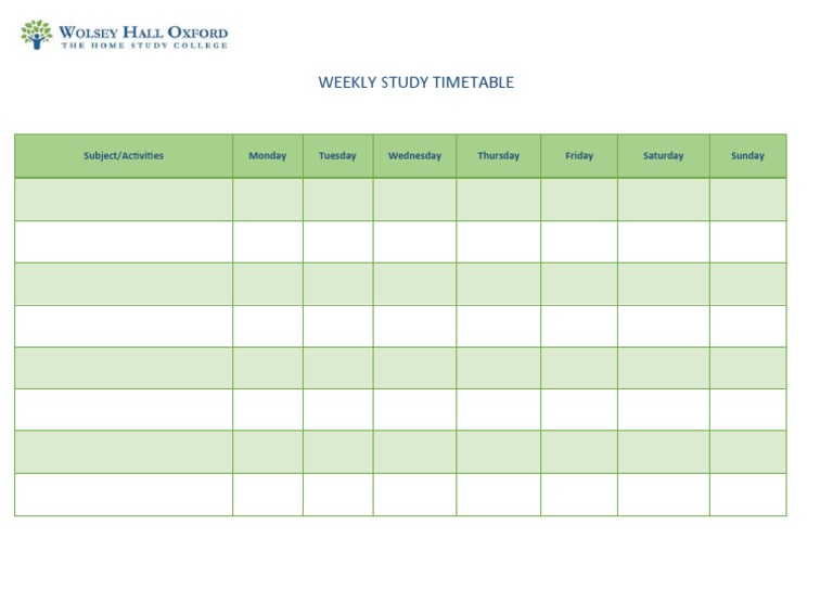Student Weekly Study Plan | PDF