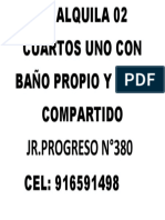 Se Alquila 02 Cuartos Uno Con Baño Propio y Otro