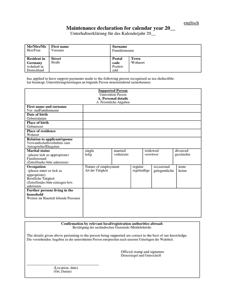Maintenance Declaration Form PDF | PDF