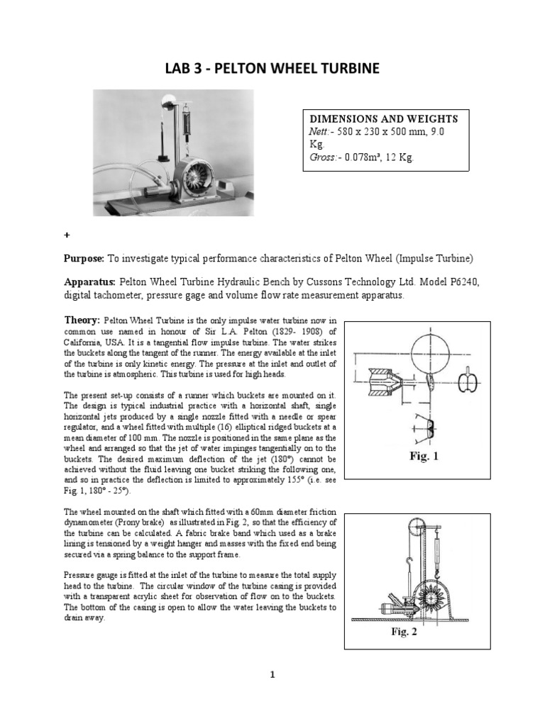 LAB SHEET For Pelton Wheel | PDF | Turbine | Flow Measurement