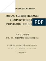 Mitos, Supersticiones y Supervivencias Populares de Bolivia by M. Rigoberto Paredes 1870-1940