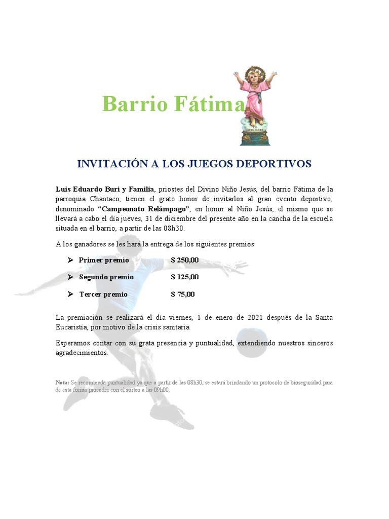 Formato de Invitación A Evento Deportivo | PDF