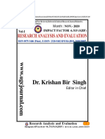 Dr. Krishan Bir Singh: Impact Factor 6.315 (Sjif) Issue-11 Vol-I
