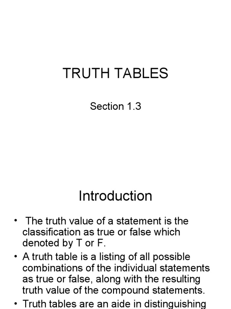 Understanding Truth Tables and Logic | PDF | Syntax (Logic) | Truth
