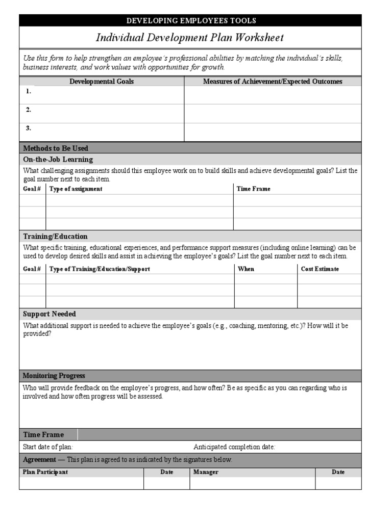 Individual Development Plan Worksheet | PDF