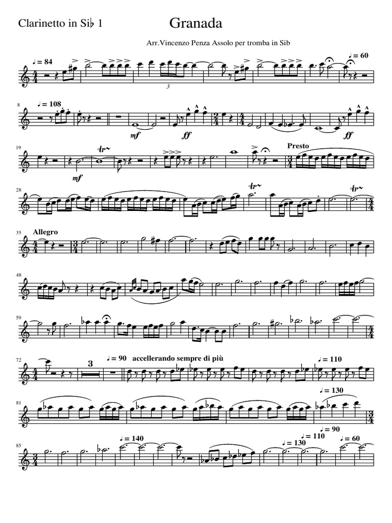 Fantasia di concerto per Clarinetto e banda - parti