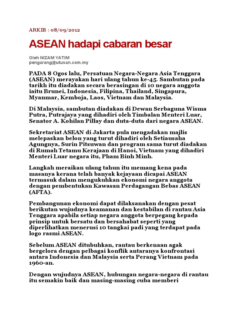 Cabaran Asean Pdf