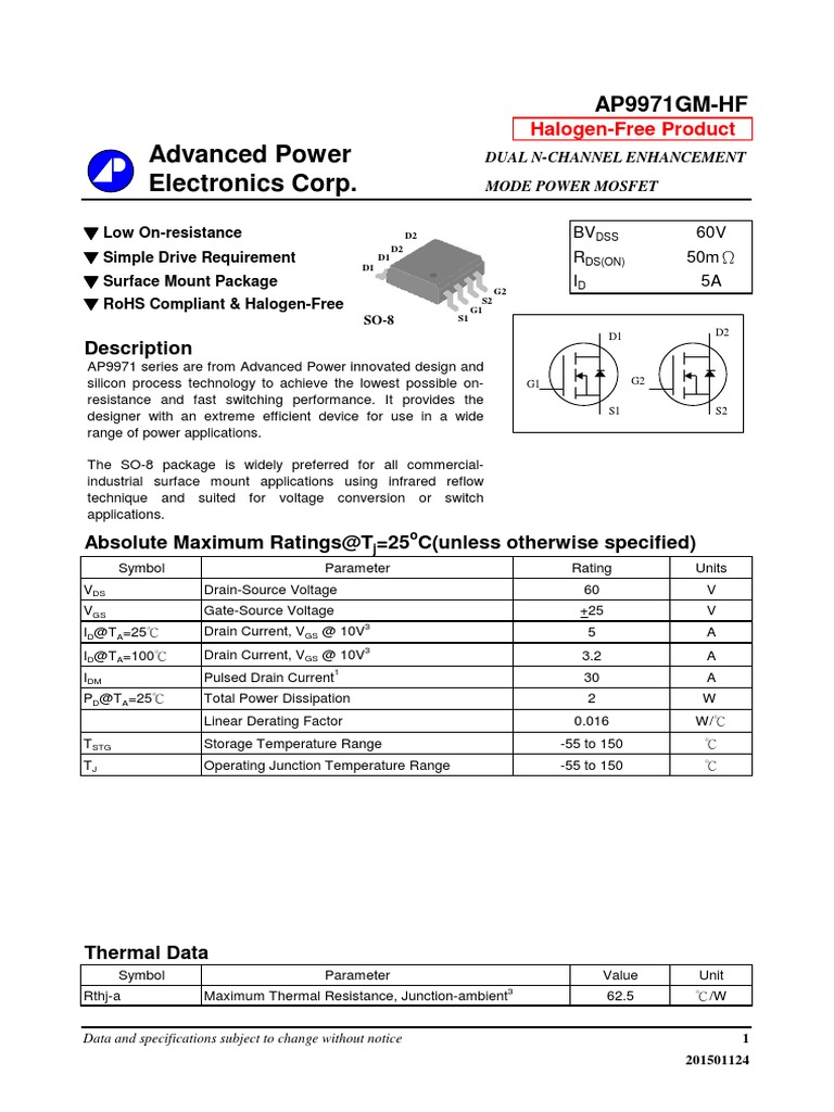 Advanced Power Electronics Corp.: Description Circuit Diagram