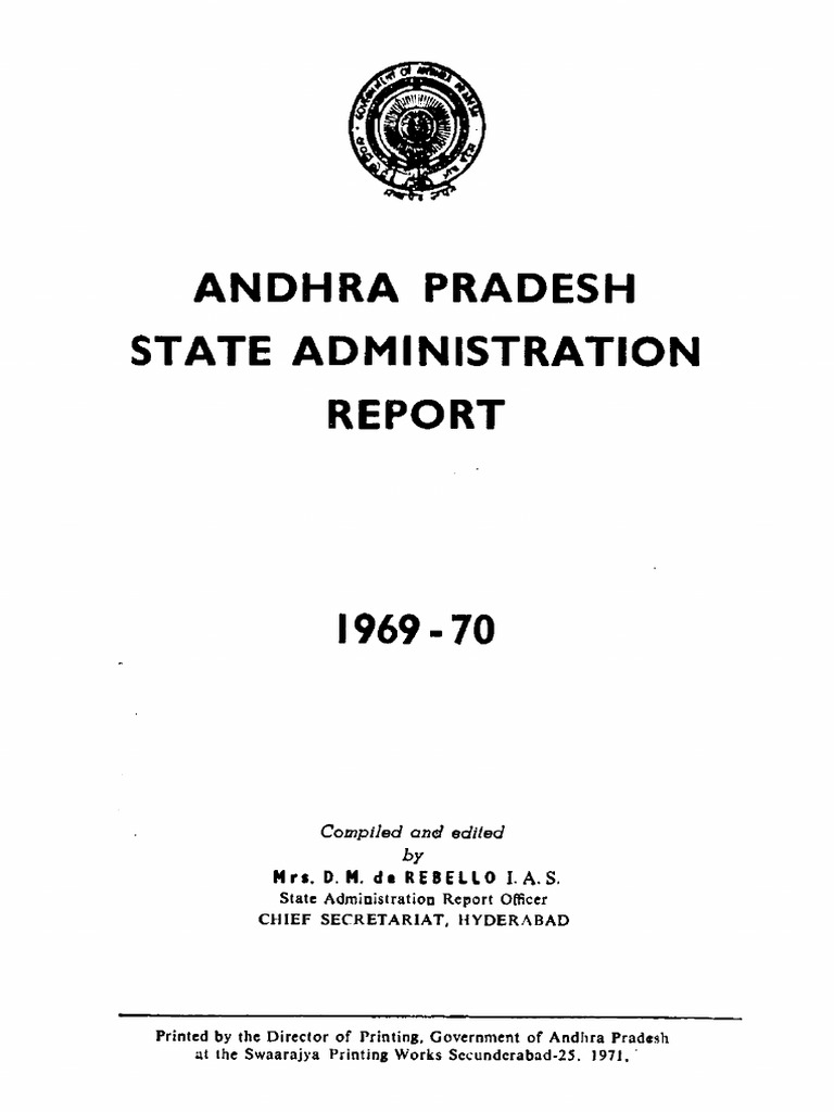 Andhra Pradesh State Administration Reprot 1969-70 - HK - pic