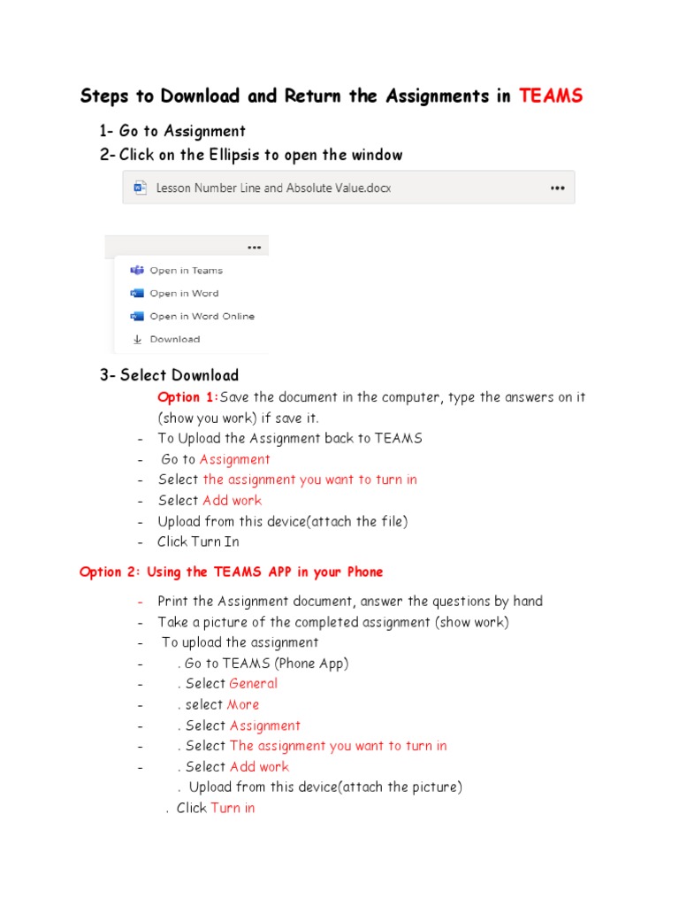 Submitting Assignments in Microsoft Teams | PDF