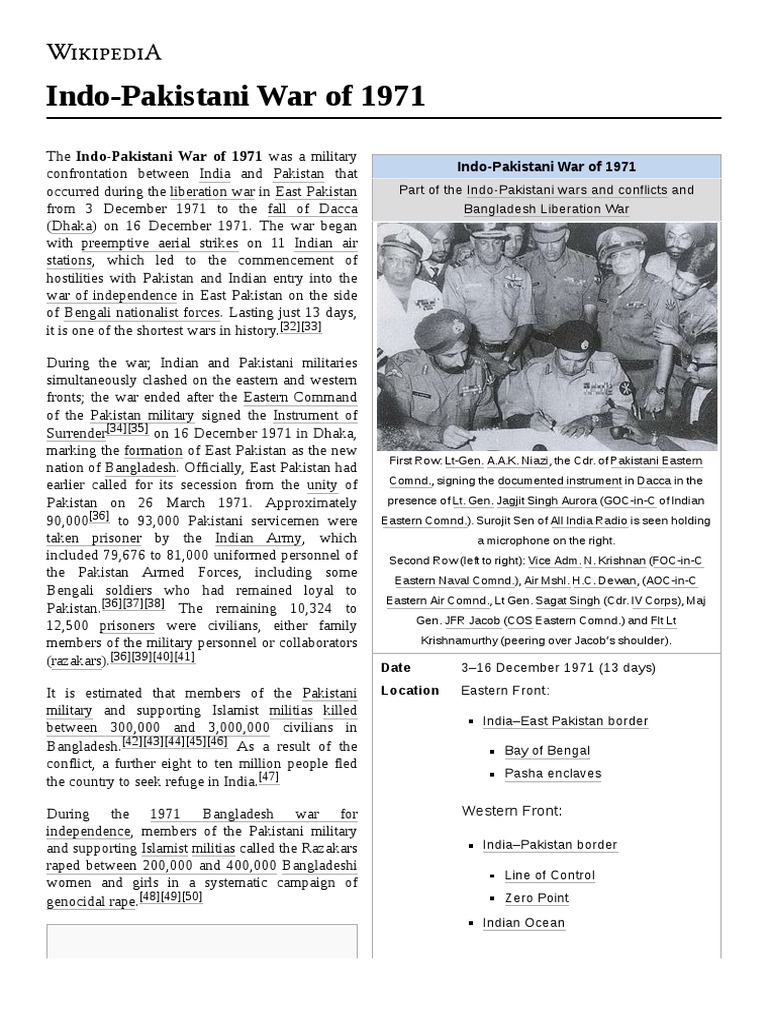 Indo Pakistani War Of 1971 Pdf Pdf Military Science Warfare
