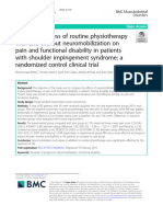 The Effectiveness of Routine Physiotherapy With and Without Neuromobilization On Pain and Functional Disability in Patients With Shoulder Impingement Syndrome A Randomized Control Clinical Trial