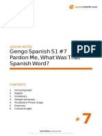 Gengo Spanish S1 #7 Pardon Me, What Was That Spanish Word?: Lesson Notes