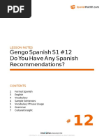 Gengo Spanish S1 #12 Do You Have Any Spanish Recommendations?