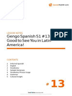 Gengo Spanish S1 #13 Good To See You in Latin America!: Lesson Notes
