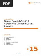 Gengo Spanish S1 #15 A Delicious Dinner in Latin America: Lesson Notes