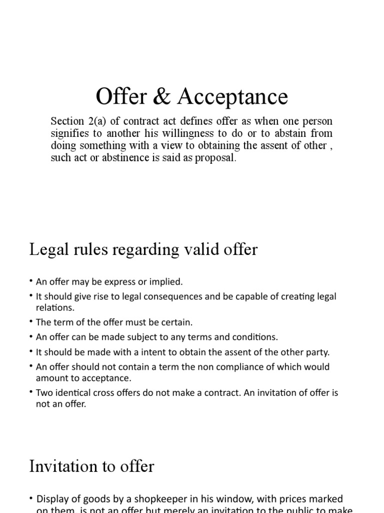 Understanding Offers in Contract Law | PDF | Offer And Acceptance ...