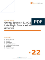 Gengo Spanish S1 #22 Late Night Snack in Latin America: Lesson Notes