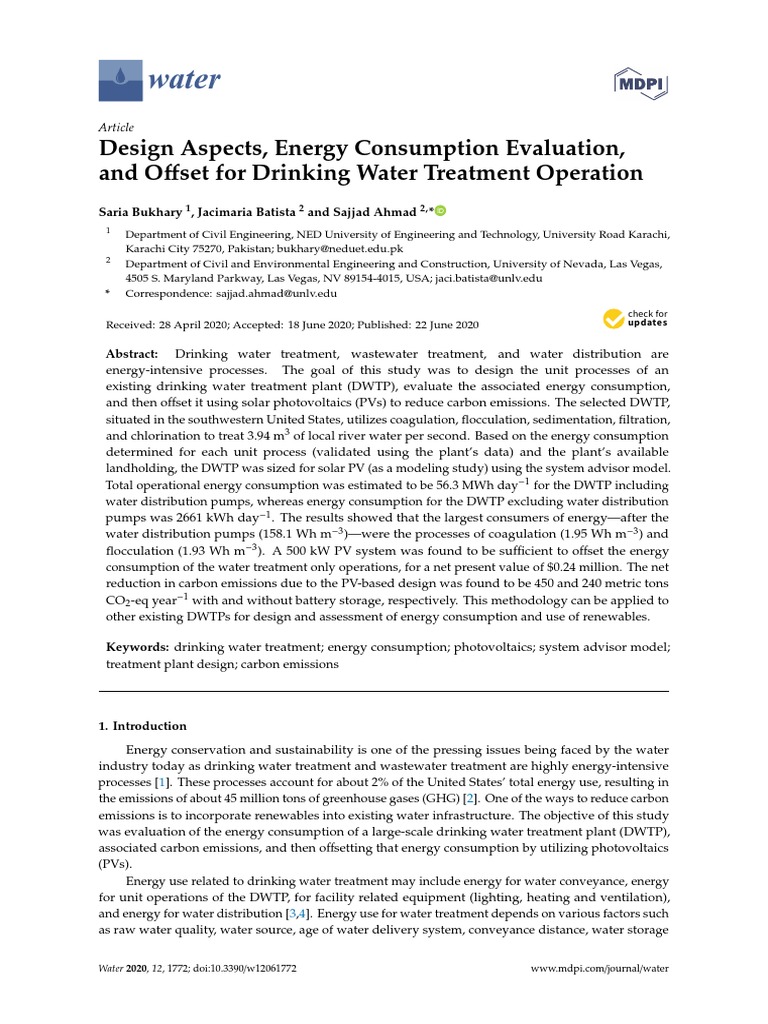 Water: Design Aspects, Energy Consumption Evaluation, and O | PDF ...