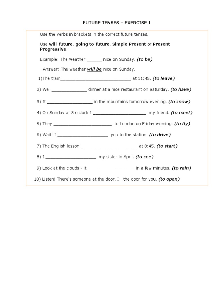 Future Tenses - Tasks - Removed | PDF